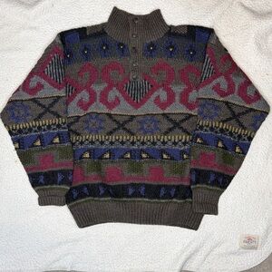 Vintage Boston Traders Limited Edition Multicolor Wool Cardigan: Size Medium
